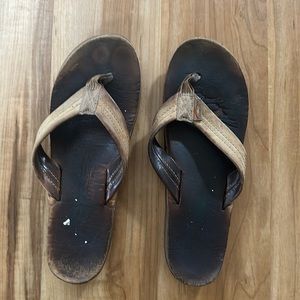 Rainbow Leather Flip Flop Sandals // Women’s Size L (7.5-8.5)